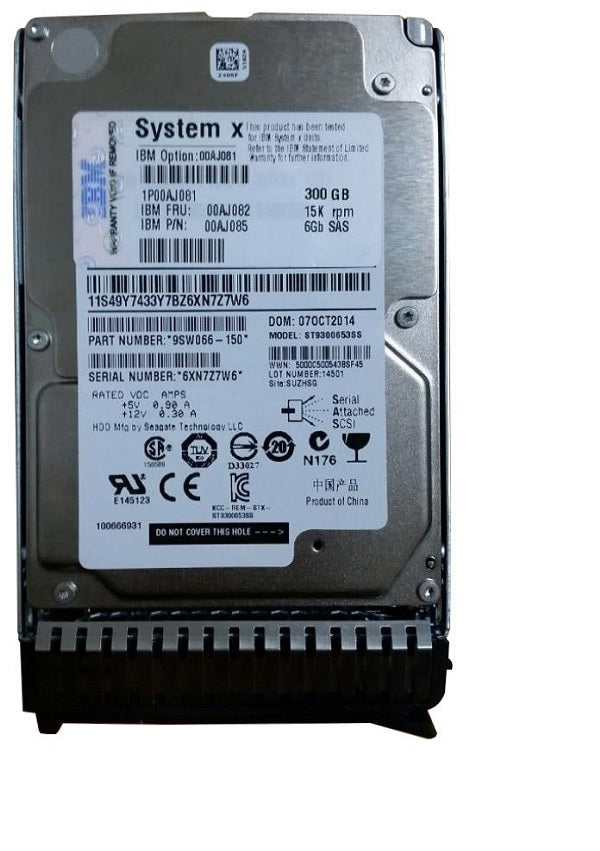 IBM 00AJ082 System X 300GB 15K SAS 2.5" Hard Drive
